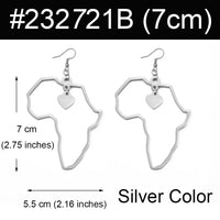 Anniyo 7CM/2.6CM/3.5CM Africa Map Big Earrings Exaggerate Earring Heart African Jewelry Traditional Ethnic Hyperbole #232721