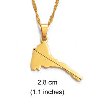 Anniyo 2.8CM Small Eritrea Map Pendant and Necklaces for Women Girl,Gold Silver Color Map of Eritrea Kids Chain Jewelry #006421B