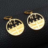 Anniyo New Zealand Flag NZ Earrings for Women Girls Stainless Steel and Gold Color Jewelry #040721