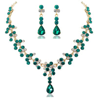 KMVEXO Crystal Bridal Wedding Jewelry Sets Women Gold Color Rhinestone Necklace Long Earrings Set Dress Accessories Bridesmaid