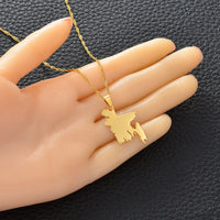 Anniyo Map of Bangladesh Pendant Necklaces Gold Color for Women Girls Stainless Steel Bangladeshi Maps Chains Bengali #154521