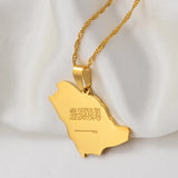 Anniyo Saudi Arabia Map Flag Charm Pendant Necklace Silver Color/Gold Color Kingdom of Saudi Arabia Jewelry Women Girls  #001321
