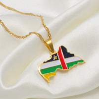 Anniyo Central African Republic Map Flag Pendant Necklace Centrafricaine Jewelry #257921