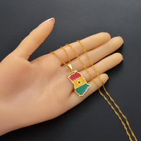 Anniyo Ghana Country Map and Flag Pendant Necklaces Charm Ghanaian Jewelry Ghana National Day  @138121