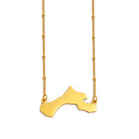 Anniyo Bonaire Map Pendant Bead Necklaces Antilles Women Girls Gold Color/Silver Color Stainless Steel Antilles Jewelry #151921