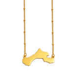 Anniyo Bonaire Map Pendant Bead Necklaces Antilles Women Girls Gold Color/Silver Color Stainless Steel Antilles Jewelry #151921