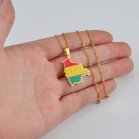 Anniyoc Bolivia Map Flag Pendant Necklaces for Women Girls Charms Bolivians Maps Jewelry Patriotic  #238721