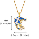 Anniyo Greece Map and Flag Pendants Necklaces Silver Color/Gold Color Greek Jewelry Patriotic  @241621