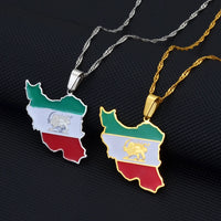Anniyo Iran Map Pendant Necklace Iranian Jewelry #207821