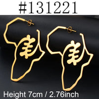Anniyo African Symbol Earrings Gold Color Stainless Steel Adinkra Nyame Earrings Stud Ethnic large Jewelry Love  #131121
