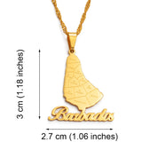 Anniyo Map of the Barbados Island With City Names Pendant Necklaces Silver Color/Gold Color Maps Barbados Jewelry #125121