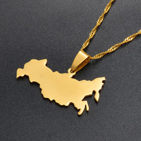 Anniyo Russia Map Pendant Necklaces The Russian Federation Charm Jewelry Silver Color/Gold Color Chain Necklaces #008021