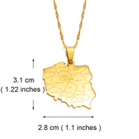 Anniyo 3.1CM Polska Map & City Name Pendant Necklaces for Women Girls Jewelry Maps of Poland Chains #244621