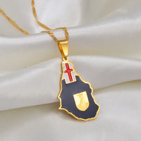 Anniyo Flag & Map of Montserrat United Kingdom Pendant Chain Necklaces Montserrat Maps Jewelry #175621