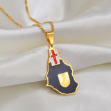 Anniyo Flag & Map of Montserrat United Kingdom Pendant Chain Necklaces Montserrat Maps Jewelry #175621