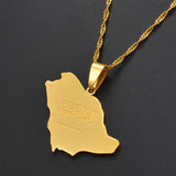 Anniyo Saudi Arabia Map Flag Charm Pendant Necklace Silver Color/Gold Color Kingdom of Saudi Arabia Jewelry Women Girls  #001321
