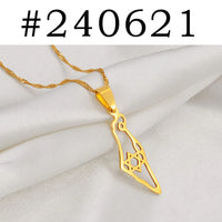 Anniyo 3.5CM Israel Map Pendant Necklaces Women ,Silver Color/Gold Color Jewelry #240621