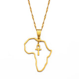 Anniyo Egyptian Cross Ankh Symbol Pendant Necklaces Women Girls Africa Map Jewelry Egypt Hieroglyphs Nile Key @177721