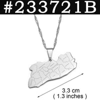 Anniyo El Salvador Map City Name Pendant Necklace for Women Girls Jewelry Map of El Salvador #233721