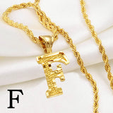 Anniyo A-Z Letters Necklaces Women Men Gold Plated Initial Pendant Rope Chain English Letter Jewelry Alphabet African #058002B