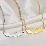 Anniyo 4CM Curacao Map & Village Name Pendant Chain Necklaces Charm Stainless Steel Gold Color Silver Color Jewellery @230421