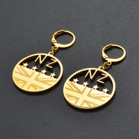 Anniyo New Zealand Flag NZ Earrings for Women Girls Stainless Steel and Gold Color Jewelry #040721