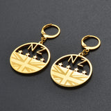 Anniyo New Zealand Flag NZ Earrings for Women Girls Stainless Steel and Gold Color Jewelry #040721