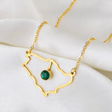 Anniyo Saudi Arabia Map With Green Stone Gold Color Charm Pendant Necklace Kingdom of Saudi Arabia Jewelry Women Girls  #174121