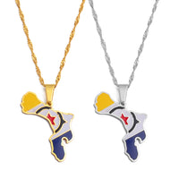 Anniyo Bonaire Map and Flag Pendant Necklaces Jewelry #243521