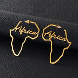 Anniyo 11cm/7cm Africa Map Stud Earrings Stainless Steel Large Hyperbole Big Earrings Ethnic Jewelry  #131421