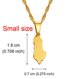 Anniyo 1.8CM Small Size Albania Map Pendant Necklaces for Women Girls Gold Color/Silver Color Albanian Jewelry #146921