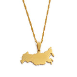 Anniyo Russia Map Pendant Necklaces The Russian Federation Charm Jewelry Silver Color/Gold Color Chain Necklaces #008021
