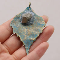Natural Agates Stone Pendant Charms Leaf Shape Druzy Stone Pendant for Making DIY Jewerly Necklace Accessories 45x70mm