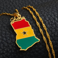 Anniyo Ghana Country Map and Flag Pendant Necklaces Charm Ghanaian Jewelry Ghana National Day  @138121