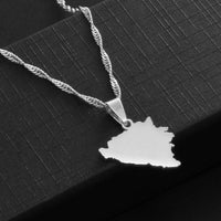 Anniyo 1.8CM Small Size Bosnia and Herzegovina Map Pendant Necklaces Women Girls Charm Bosna Hercegovina Maps Jewelry #147021