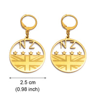 Anniyo New Zealand Flag NZ Earrings for Women Girls Stainless Steel and Gold Color Jewelry #040721