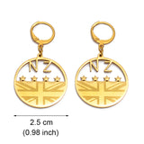 Anniyo New Zealand Flag NZ Earrings for Women Girls Stainless Steel and Gold Color Jewelry #040721