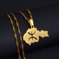 Anniyo Africa Map Berbers Pendant Necklaces African Berber Jewelry for Amazigh Women Men @252021