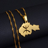 Anniyo Africa Map Berbers Pendant Necklaces African Berber Jewelry for Amazigh Women Men @252021