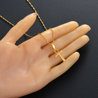 Anniyo  Small Cross Pendant Ankh Necklace Woman Girls Gold Color/Silver Color African Charm Jewelry Egypt Nile Key Chain #165821