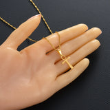 Anniyo  Small Cross Pendant Ankh Necklace Woman Girls Gold Color/Silver Color African Charm Jewelry Egypt Nile Key Chain #165821