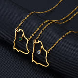 Anniyo Saudi Arabia Map With Green Stone Gold Color Charm Pendant Necklace Kingdom of Saudi Arabia Jewelry Women Girls  #266221