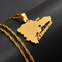 Anniyo Dominican Map Pendant Necklaces Dominicans Country Map Jewelry Chain Patriotic  #124721