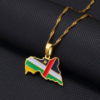Anniyo Central African Republic Map Flag Pendant Necklace Centrafricaine Jewelry #257921