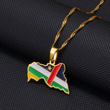 Anniyo Central African Republic Map Flag Pendant Necklace Centrafricaine Jewelry #257921