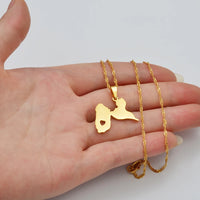 Anniyo Map of Guadeloupe Pendants Necklaces for Women Jewelry France Guadeloupe Map Heart and Contour Design @259121