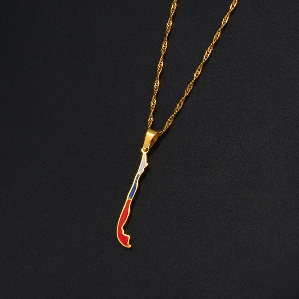 Anniyo Chile Map Flag Pendant Necklaces Gold Color Silver Color Charm Republic of Chile Jewelry Chilean  #244221