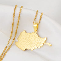 Anniyo Afghanistan Map With Cities Name Pendant Necklaces for Women,Gold Color Afghan Maps Jewelry #211921