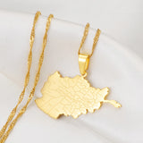 Anniyo Afghanistan Map With Cities Name Pendant Necklaces for Women,Gold Color Afghan Maps Jewelry #211921