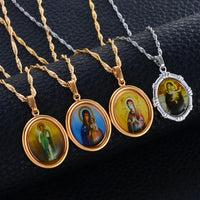 Anniyo (1Piece) Charm Mary Pendant Chain Necklaces for Women Girls Virgin Orthodox Religious Jewelry @@